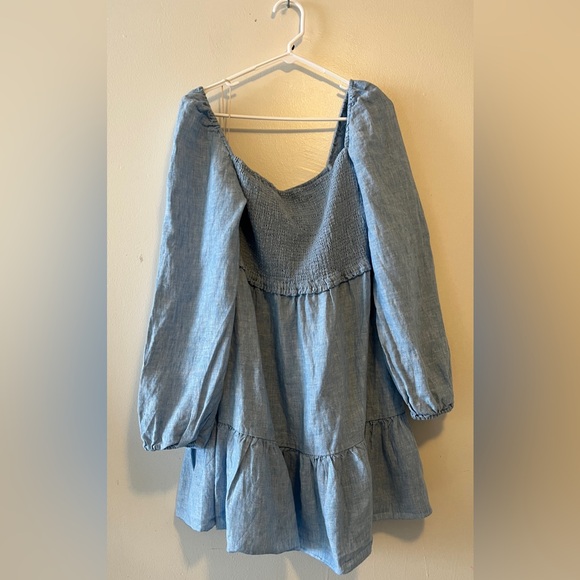 ARITZIA WILFRED Tempest Organic Linen Mini Dress Size XL Voluminous Sleeves - Picture 3 of 6